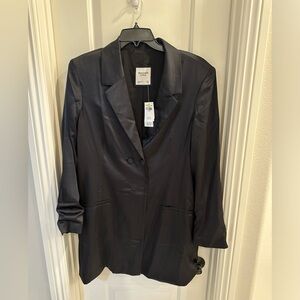 Black satin tuxedo dress